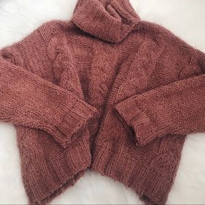 Soft, chunky, Turtle Neck Sweater in a terracotta color